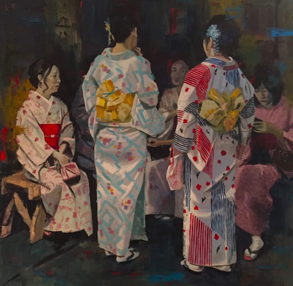 Seven Geishas painting by Karen Wride