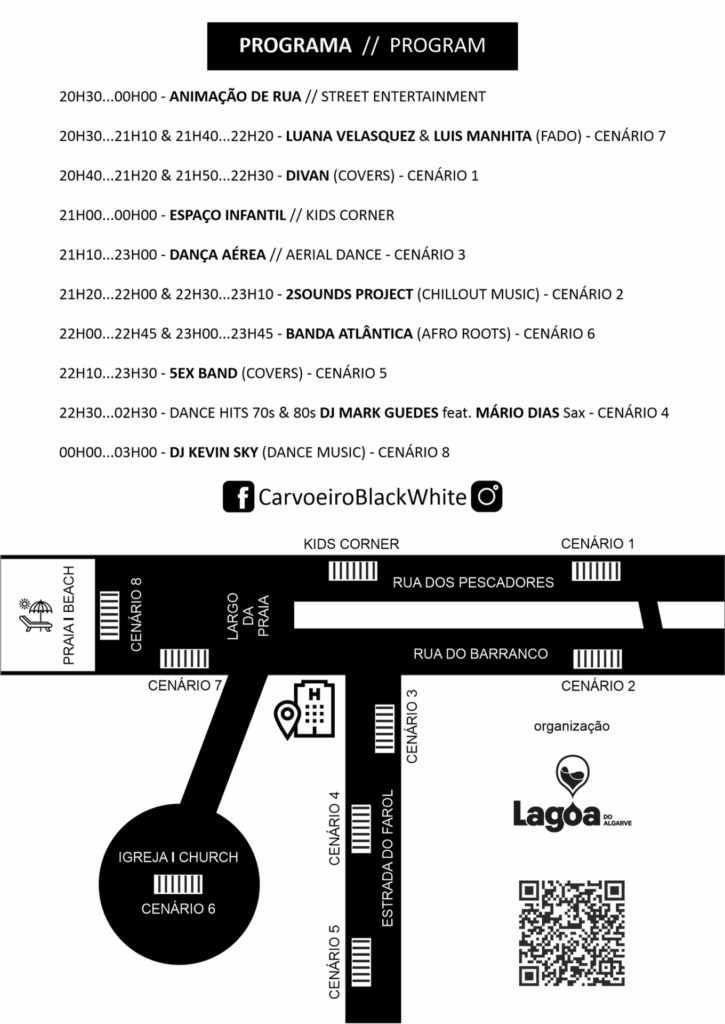 Carvoeiro Black and White Summer Party Map Program 2022