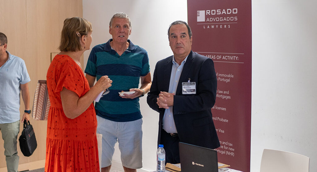 Pedro Rosado (right) from Rosado Advogados at the second Living in the Algarve Seminar Event, Algarve Portugal