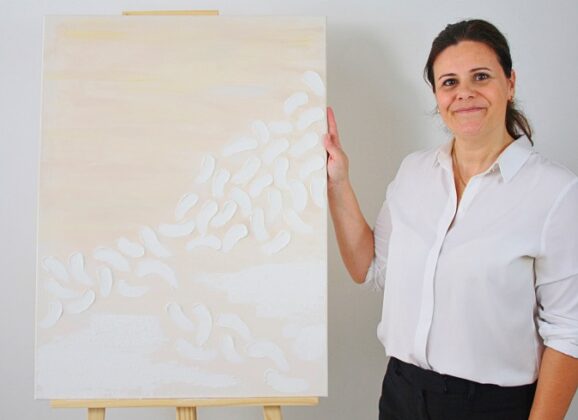 Soothing art: Sandra Correia explores art and mental health, creating art works with neutral tones and abstract shapes