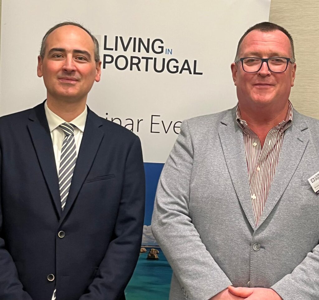 Portugal’s Consul General for Boston, Tiago Araújo, and Bruce Hawker, Open Media Group CEO, at the Ritz Carlton Hotel in Boston on Saturday, March 2