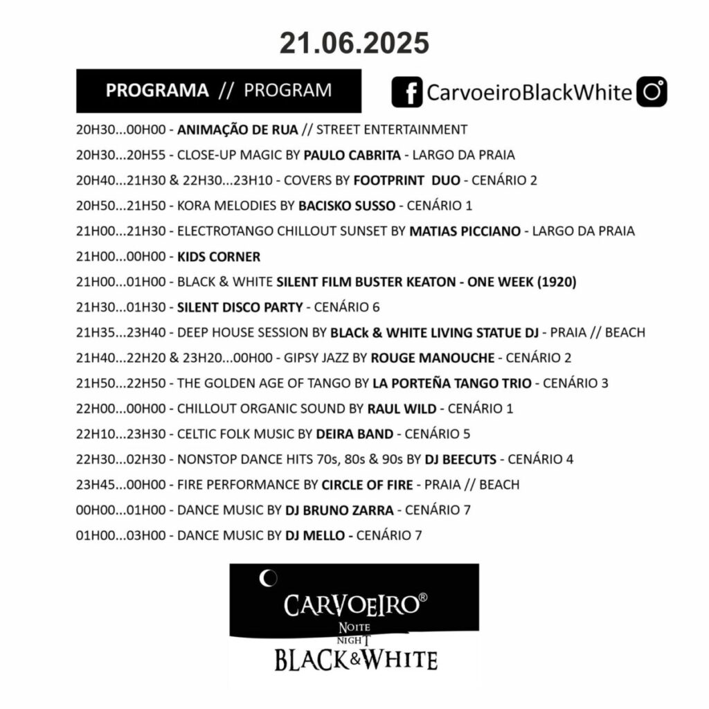 Carvoeiro Black & White Night 2025 programme - 1