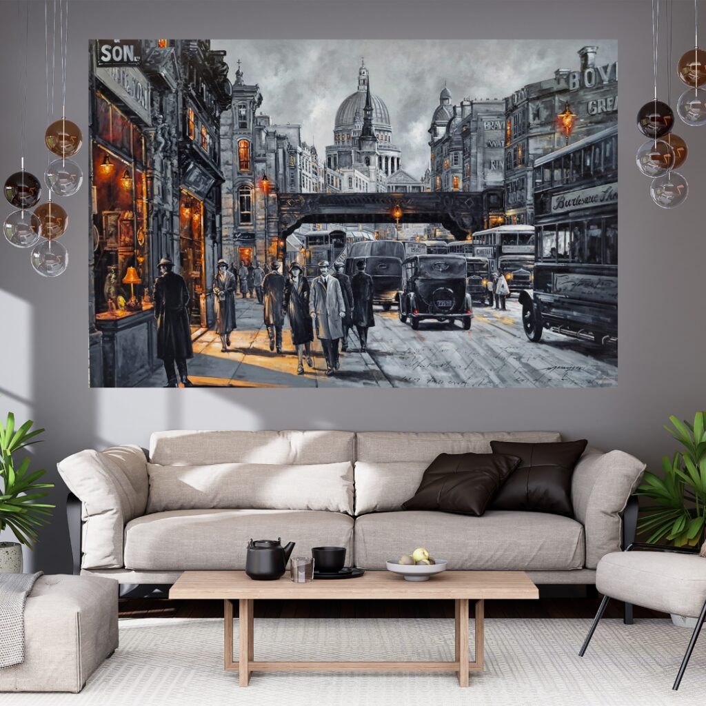 London -Ludgate Hill- Saint Paul Cathedral 1930 - 130 x 200 cm - Acrylic on canvas